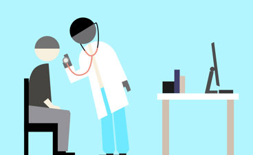 Illustrasjon med lege og pasient