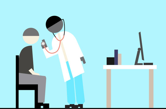 Illustrasjon med lege og pasient