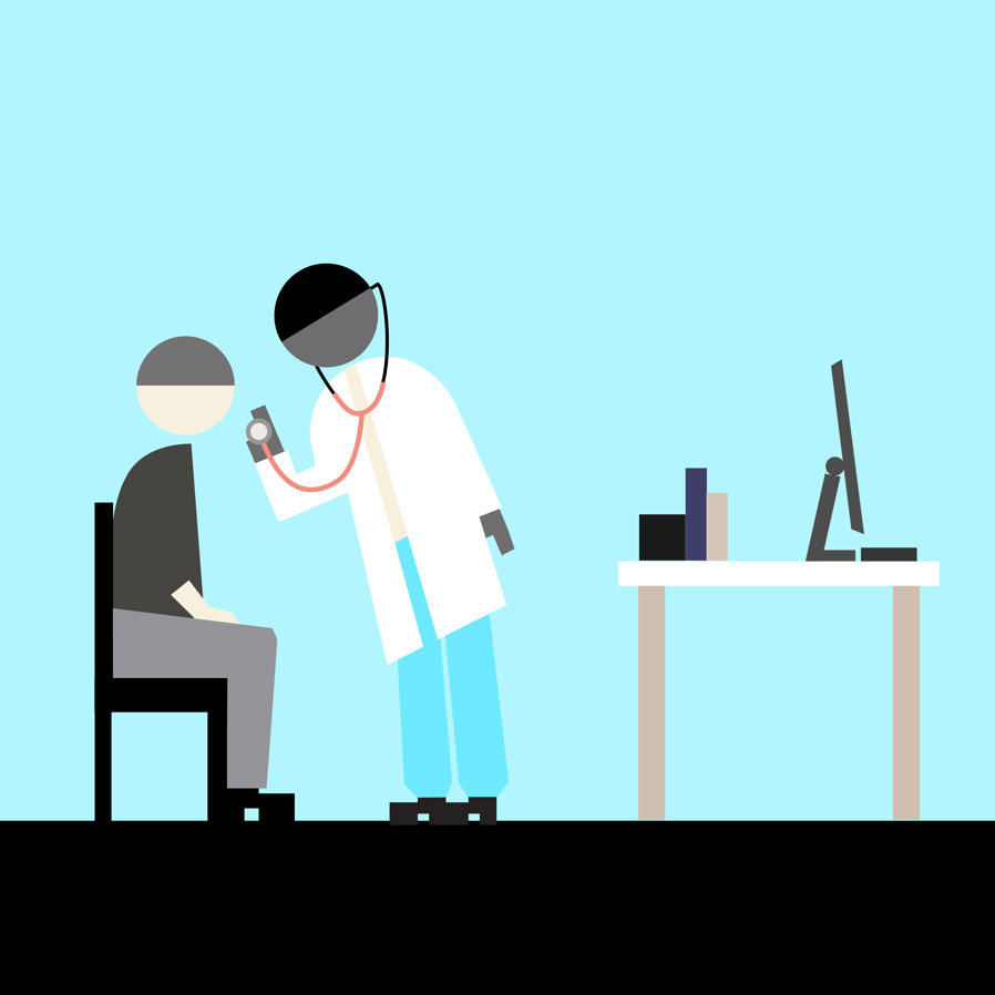 Illustrasjon med lege og pasient