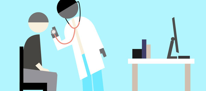 Foto: Anette Brekke-Bjørkedal / Oslo kommune Illustrasjon med lege og pasient